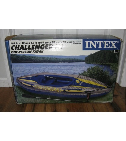 Intex Challenger K1 Inflatable Kayak with Oar and Hand Pump 68305E New Open Box