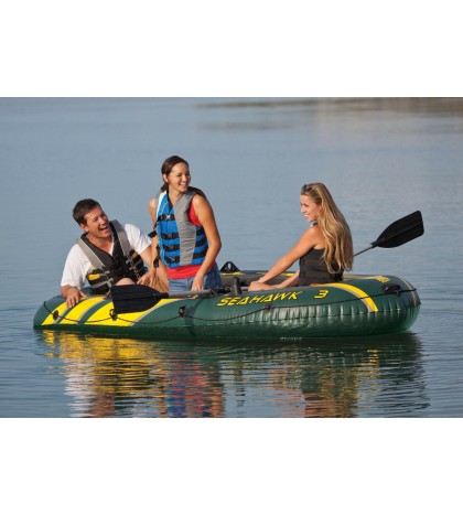 Intex Seahawk 3 Person Inflatable Rafting and Boat Set with Aluminum Oars & Pump