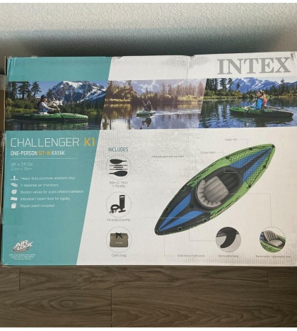 NEW! Intex Challenger K1 Inflatable Kayak Set with Pump NEXT DAY SHIPPING