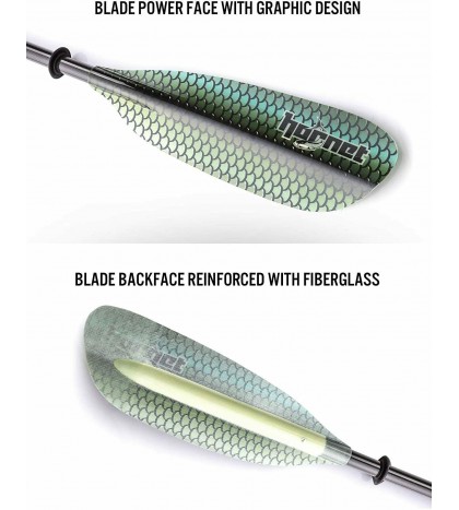 Graphic Fiberglass Multi Functional Kayak Paddle (Green Scale Design)