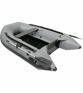 ALEKO Inflatable Fishing Boat 3 prs Pre-Installed Slide Slat Floor 8.4 ft Grey
