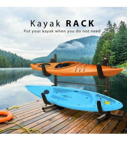 VIVOHOME Freestanding Two Dual Kayak Rack Stand Canoe Carrier SUP Board Storage