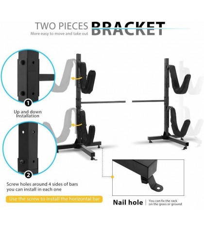 VIVOHOME Freestanding Two Dual Kayak Rack Stand Canoe Carrier SUP Board Storage