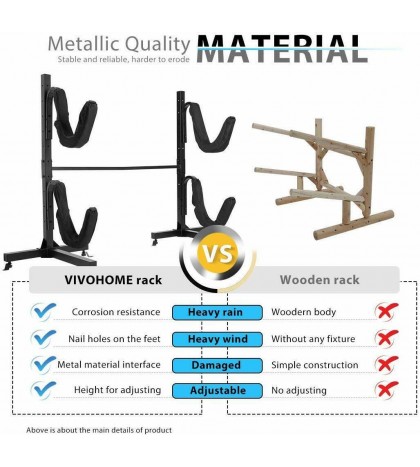 VIVOHOME Freestanding Kayak Rack Canoe Surfboard Snowboard Carrier Storage Stand