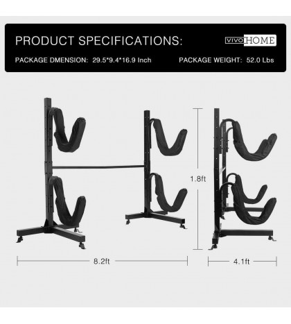 VIVOHOME Freestanding Kayak Rack Canoe Surfboard Snowboard Carrier Storage Stand