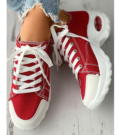 Eyelet Lace up Casual Chunky Sneaker