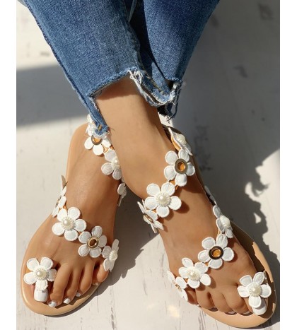 Floral Embellished Toe Ring Casual S als